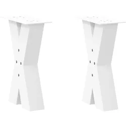 Helloshop26 - Set aus 2 verstellbaren X-förmigen Couchtischbeinen 28 x 42–43 cm für modernen Dekorationsstil weißer Stahl 02_0057221