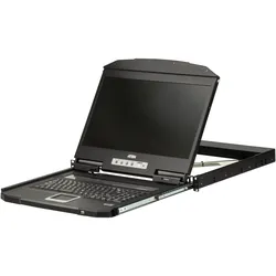 Aten CL3700NW SL Kurze Tiefe Single Rail 18,5"-LCD Konsole (USB HDMI), SL-Layout, KVM Switch, Schwarz