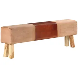 vidaXL Sitzbank Turnbock-Design 160cm Braun Echtleder Mango Massivholz