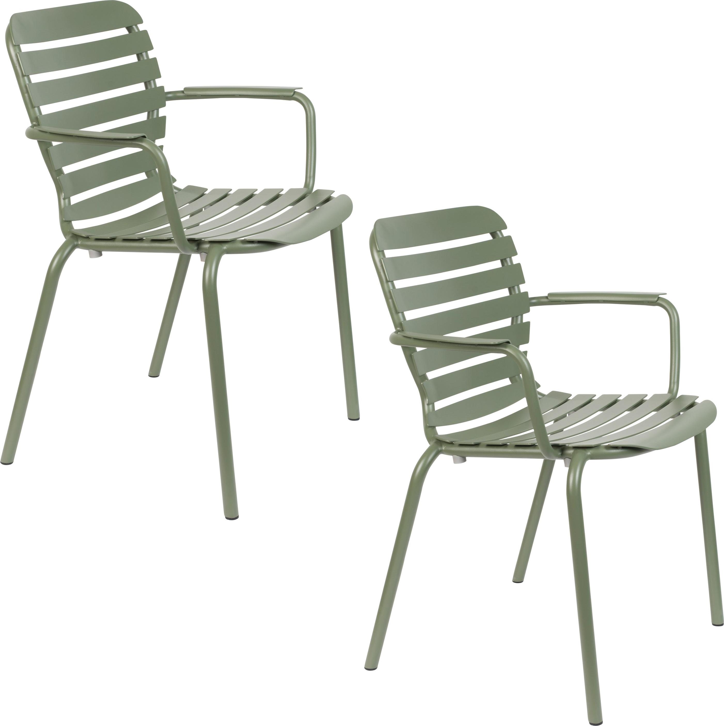 Zuiver Vondel Gartenstuhl mit Armlehne Grün - 2 er Set