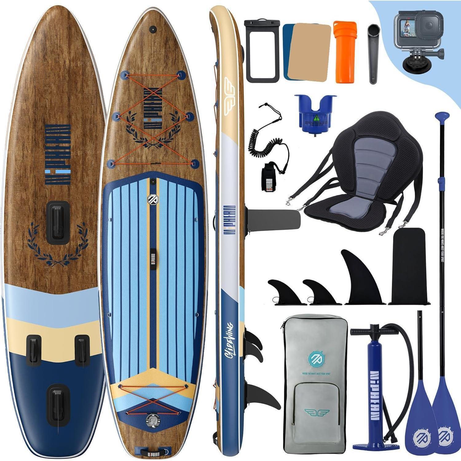 Stand Up Paddling Board für 2+1 Personen, extra groß, mit Balancierflügel, wasserdichte Handyhülle, 335x83x15cm, Cobalt Sail