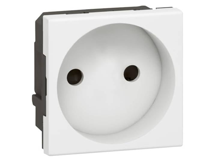 Legrand 077110 Prise de Courant 2P Mosaic avec Connexion par Bornes Automatiques\, 2 Modules\, Blanc
