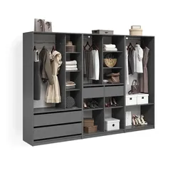 KLEIDERSCHRANK Trento Anthrazit 3er Set