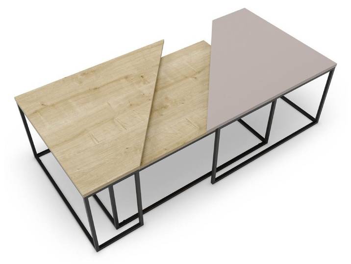 CALICOSY - Set 3 tables basses avec pieds en métal - TITAN