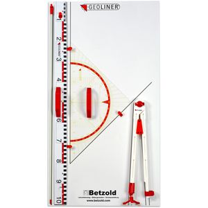 Geoliner Tafelzeichengerät Gamma, Geräteplatte, 100cm Lineal, Zirkel & Geodreieck