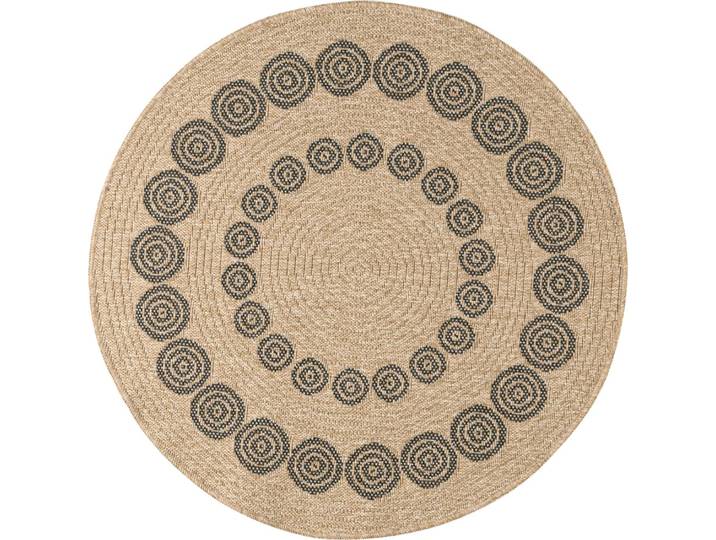 Tapis intérieur et extérieur effet jute géométrique noir diamètre 120