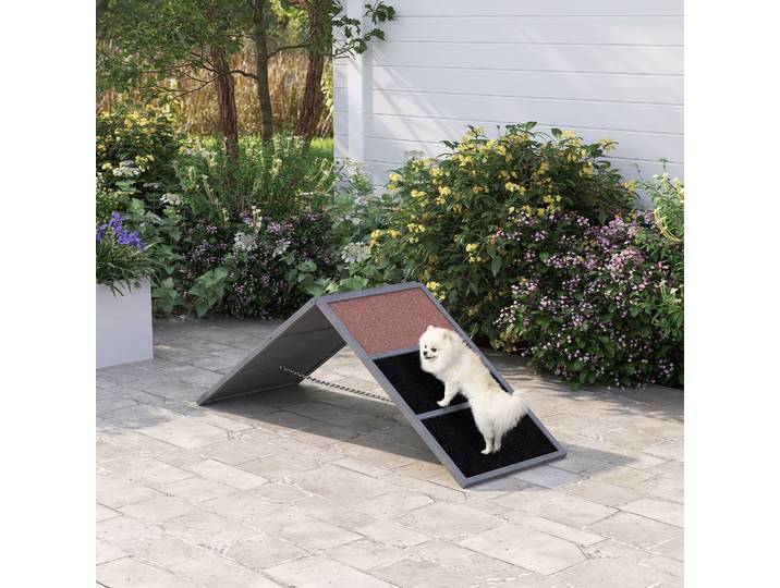 PawHut Rampe Agilité Chien Antidérapante 173x59x66 cm Gris