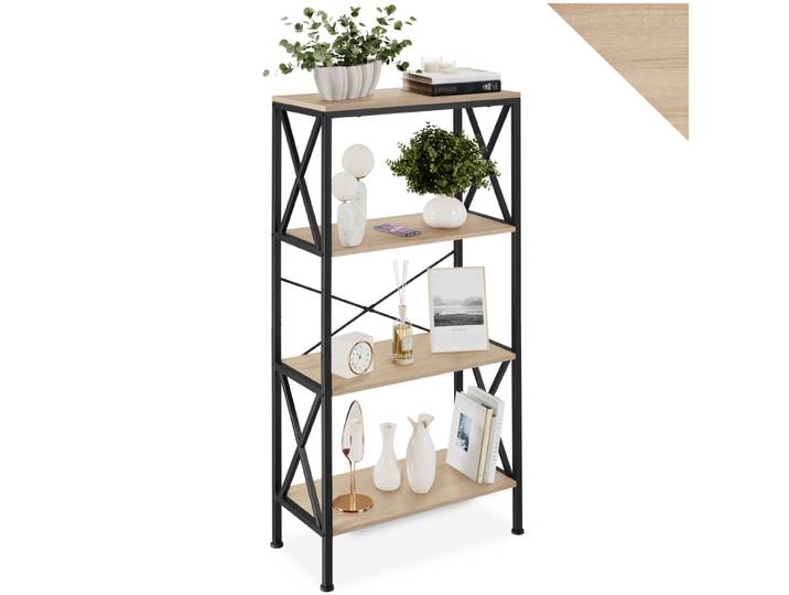 Etagère Barry 61,5x31,5x133,5cm - Bois clair industriel, Chêne Sonoma