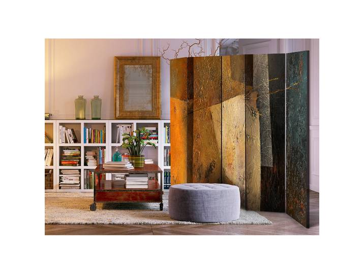 Paravent Modern Artistry Fleece Gelb 225 x 172 x 3cm 5-teilig