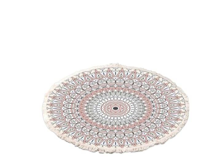 FonHNDG Teppich mit Quasten, handgewebt, rund, geometrisch, Boho Geometrische Bodenmatte for den Nachttisch, Wohnzimmer-Wohndekoration