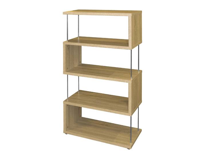 Étagère Ault III Panneau aggloméré plaxé Tiges : métal chromé Marron/Imitation chêne brut de sciage 66cm