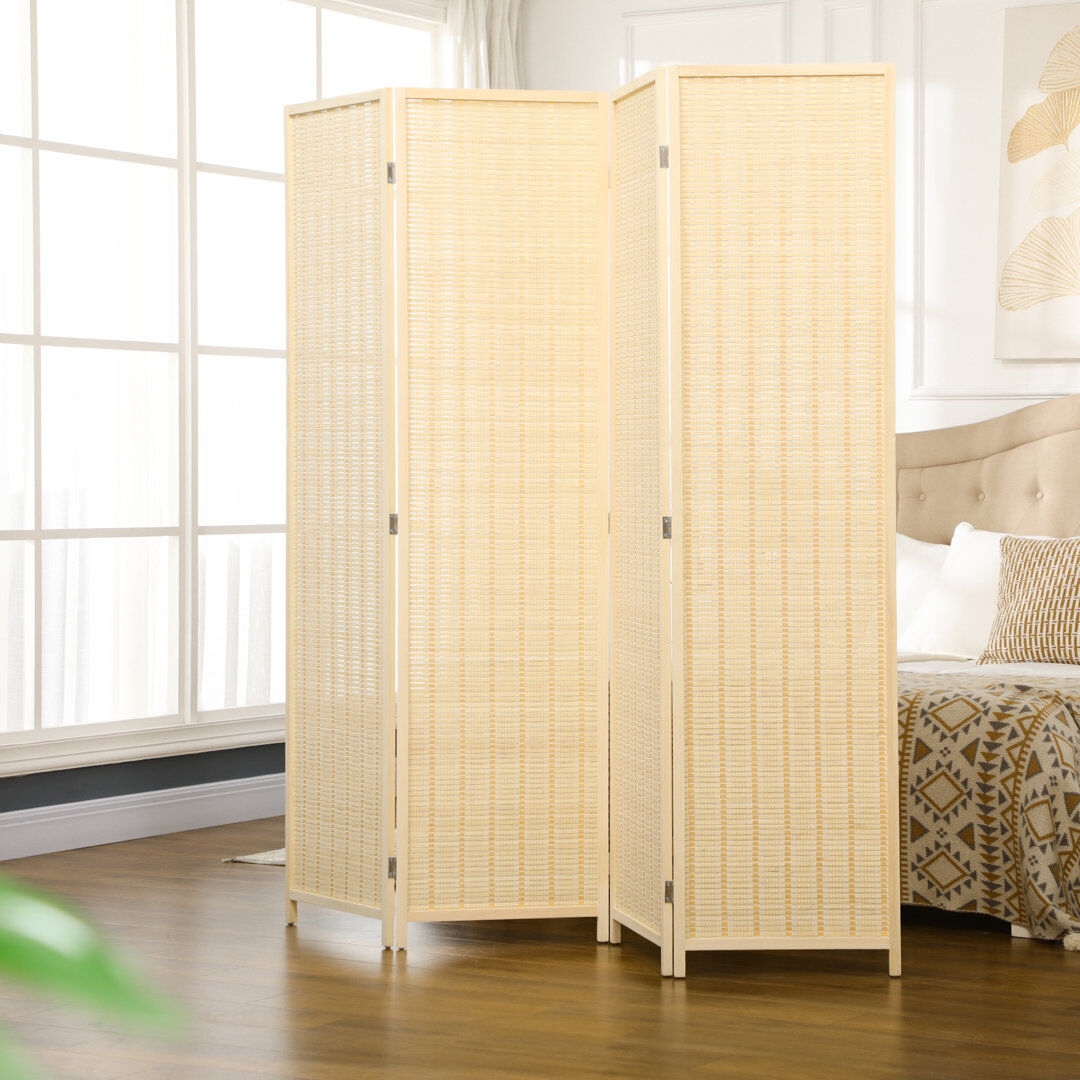 Bay Isle Home Alexsandria 180 x 180cm 4-Panel Folding Room Divider Brown 180cm H X 180cm W X 1.4cm D