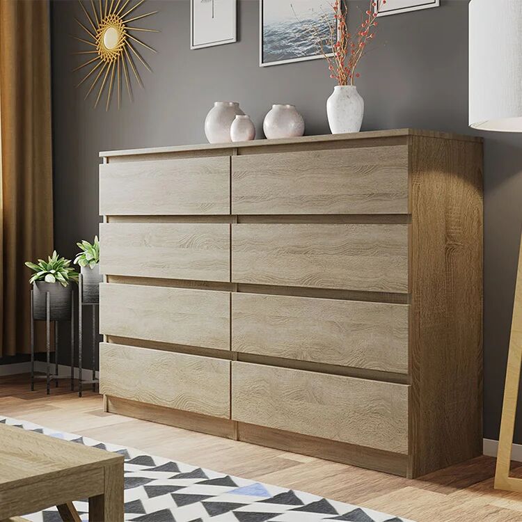 garneroarredamenti Cassettiera 139x100h cm 8 cassetti moderna rovere Rotterdam