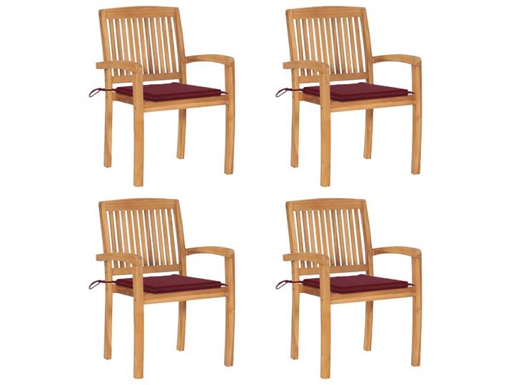 vidaXL Stapelbare Gartenstühle mit Kissen 4 Stk. Massivholz Teak