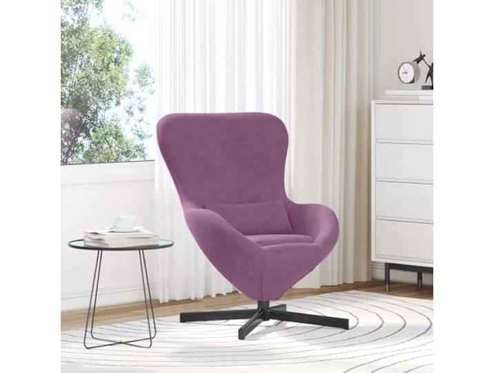 HEFZGDB Ergonomischer Sessel Lila Samt Moderner Komfort Stuhl mit Metallrahmen und Abnehmbarem Kissen für Wohnzimmer Leseecke Entspannung