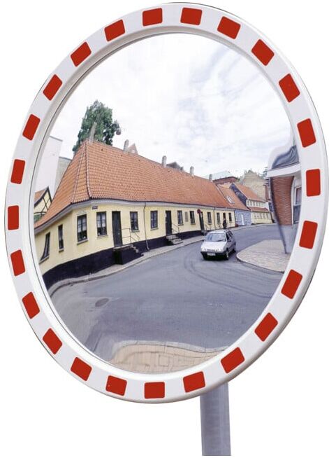 Moravia Miroir de circulation rond en acrylique 600 mm cadre rouge/blanc + collier 76 mm (243.10.158)