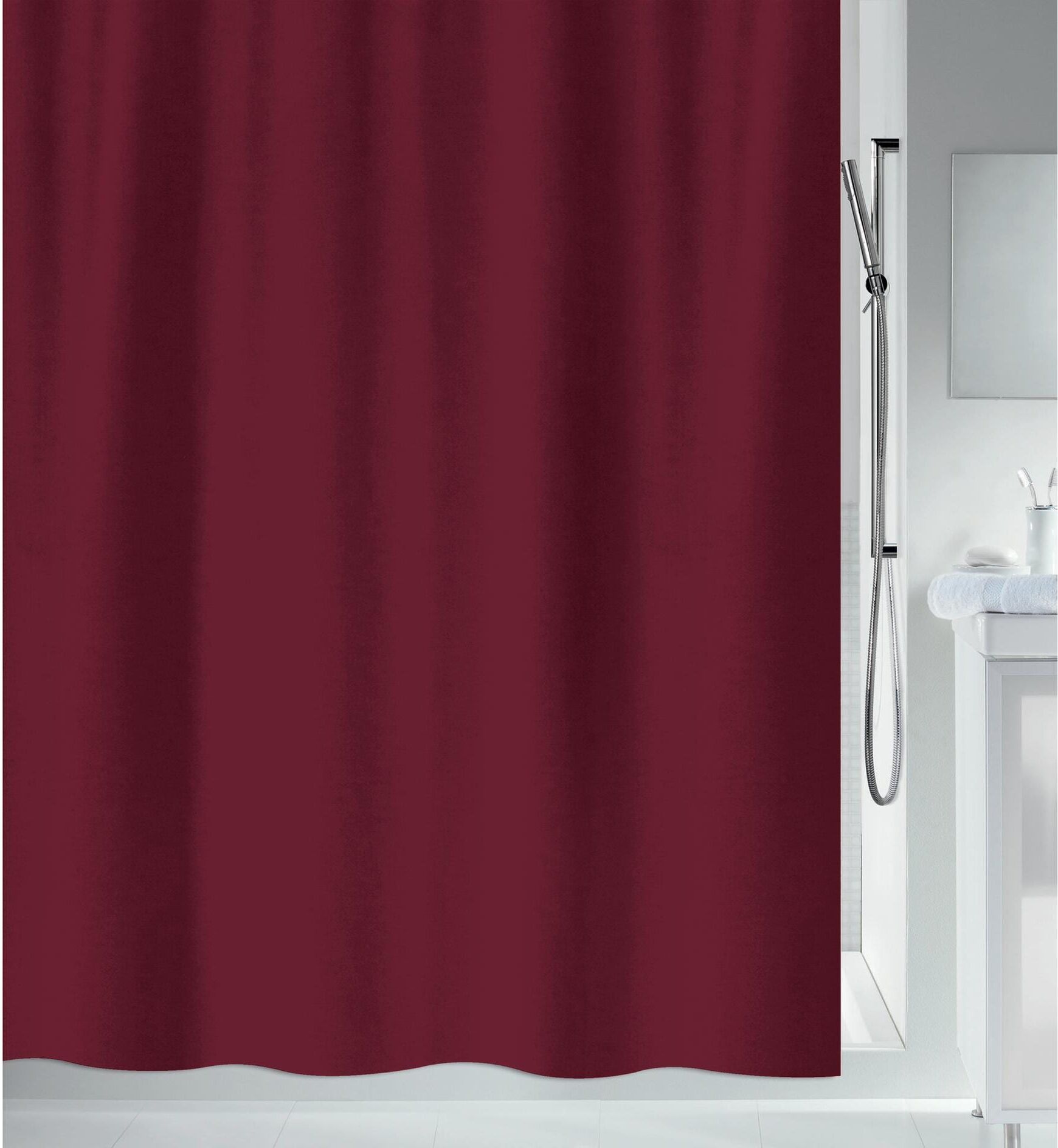 Duschvorhang SPIRELLA "Primo 120 x 200 cm", rot (burgunder), B:120cm, Polyester, Duschvorhänge, Duschvorhang burgunder B/H: 120cm