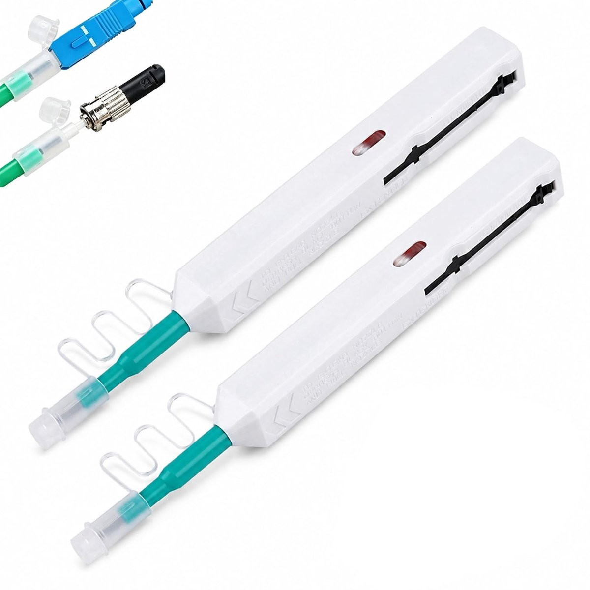 Set van 2 antistatische glasvezelreinigingspennen voor SC, FC en ST 2,5 mm connectoren