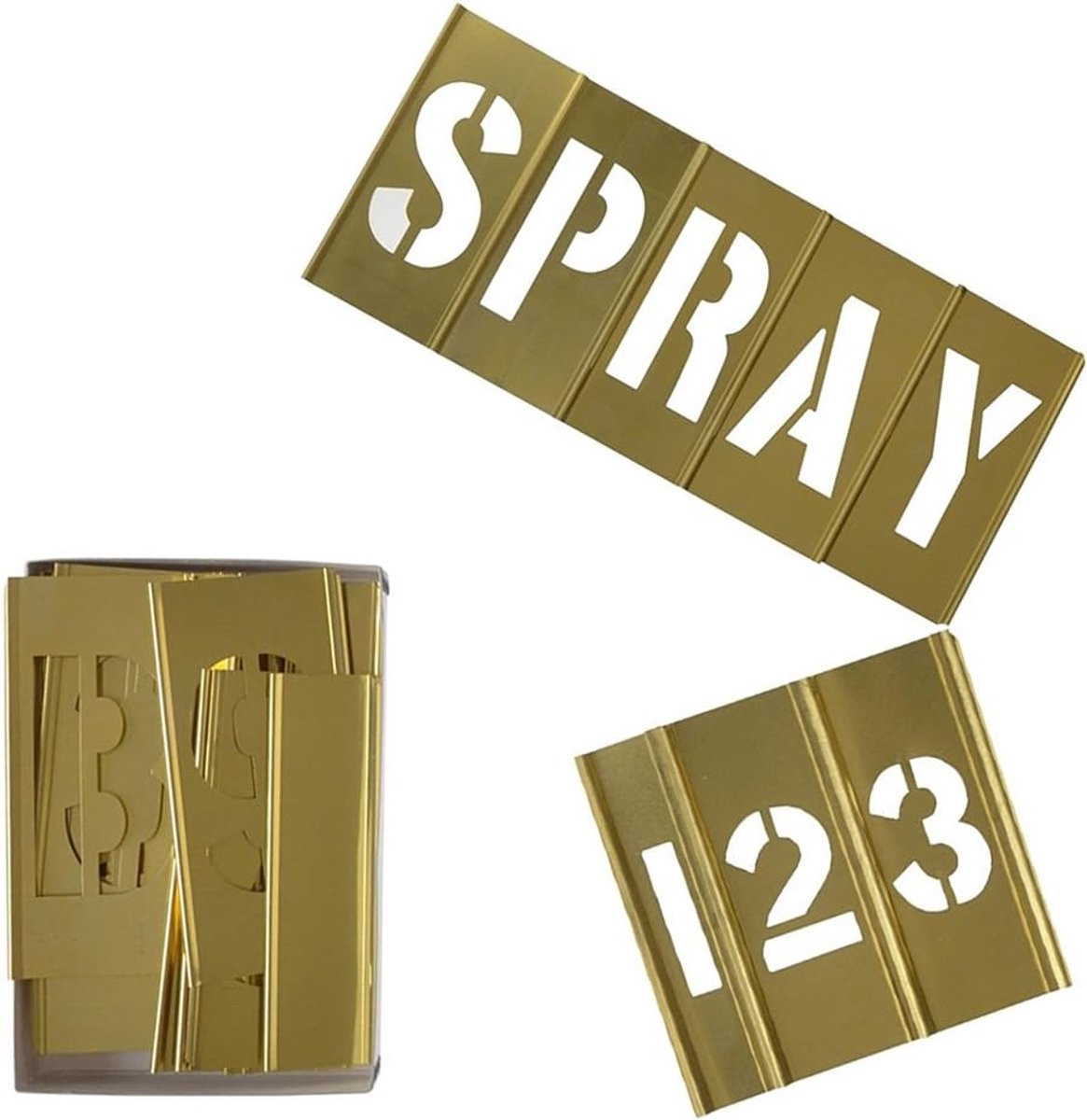 Stencil Set Cijfers en Letters - Tekensjablonen Kit van Duurzaam Messing - 4 Inch - Geel