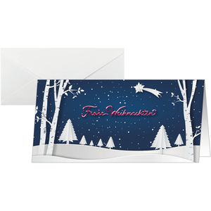 Sigel Weihnachtskarte DS087, Pop-up Winter Landscape, 105 x 210mm, Klappkarte mit Umschlag, 25 Stück