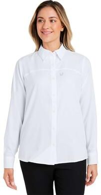 HUK H615006 Athletic Women's Tide Point Long Sleeve Shirt in White size Medium   Polyester