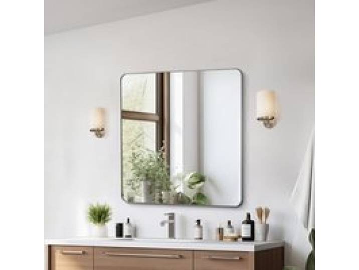 VEVOR Wandspiegel Schminkspiegel Badezimmerspiegel 915 x 915 x 25 mm rechteckiger Spiegel, silberner Rahmen aus Aluminiumlegierung, mit Z-förmiger Halterung für Badezimmer Schlafzimmer Wohnzimmer