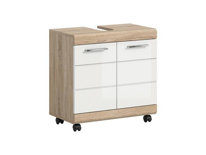 Waschbeckenunterschrank Lambada Weiß HG/Sonoma Eiche