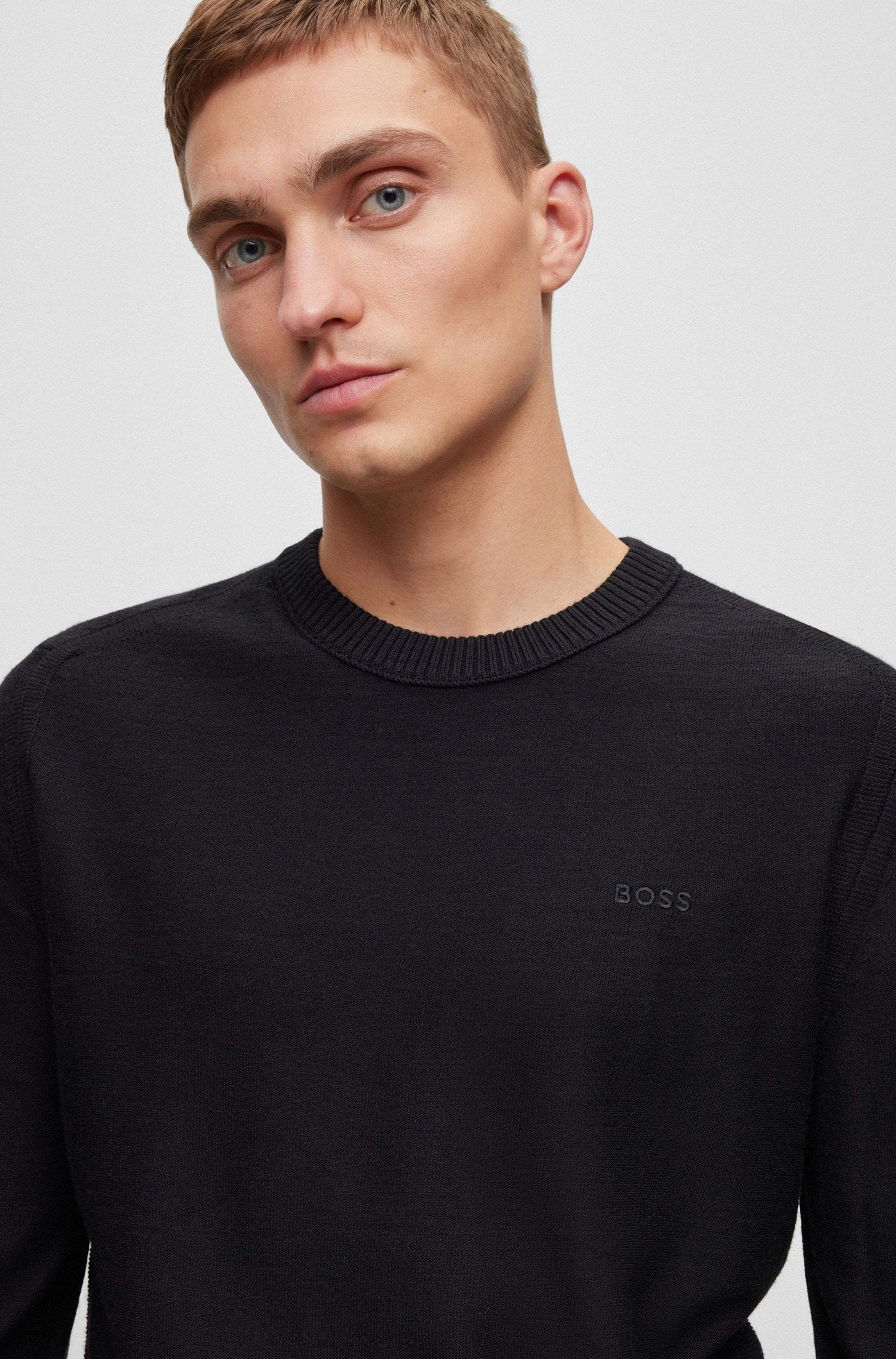 Strickpullover BOSS ORANGE "Avac", Herren, Gr. XXL, schwarz (schwarz001), Strick, Obermaterial: 60% Schurwolle, 40% Polyacryl, unifarben, regular fit, Rundhals, Pullover Strickpullover, mit Schurwolle