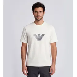 Emporio Armani für Herren. EM006765_AF10017 Weißes Strickshirt (S), Lässig, Baumwolle, Kurzarm