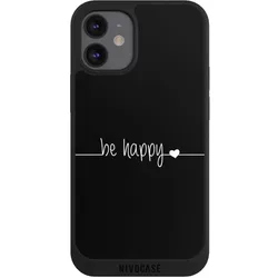 Nivocase Handyhülle für Apple iPhone 12 mini Hülle NIVOpure Case Schwarz Glück Sprüche Statement (Apple iPhone 12 mini), Smartphone Hülle, Schwarz