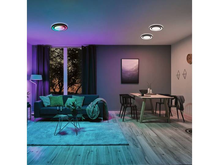 Paulmann LED Deckenleuchte Rainbow, dimmbar, schwarz, für Wohn- / Esszimmer, Metall, Modern