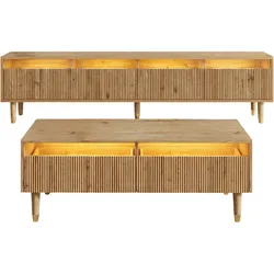 TV-SCHRANK SET holzoptik, 3d-rillen & smart led