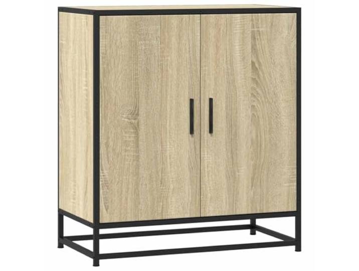 KGFHERENB Sideboard Sonoma-Eiche 68x35x76 cm Metall Kommode Stabiler Beistellschrank mit 3 Fächern für Wohnzimmer und Flur, Industrie-Design mit Metallfüßen