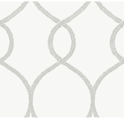 Ronald Redding Laurel Leaf Ogee Grey Wallpaper