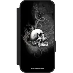 Nivocase Klapphülle für Google Pixel 10a Handyhülle aus Kunst Leder NIVOflip schwarz Gothic Schädel (Google Pixel 10a), Smartphone Hülle, Schwarz