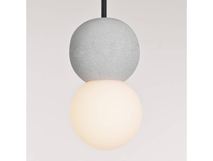 Suspension Zero type A Ø 8cm Gris/Gris aluminium / verre opale / béton LED G9