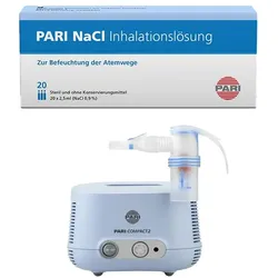 Pari Compact2 Inhalationsgerät +  NaCl-Inhalationslösung 20x2,5ml Set 1 St Sparset