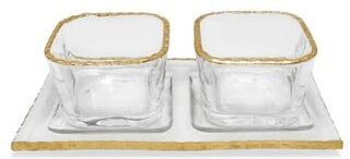 Vivience Bowl Relish Dish on Tray with Gold Rim