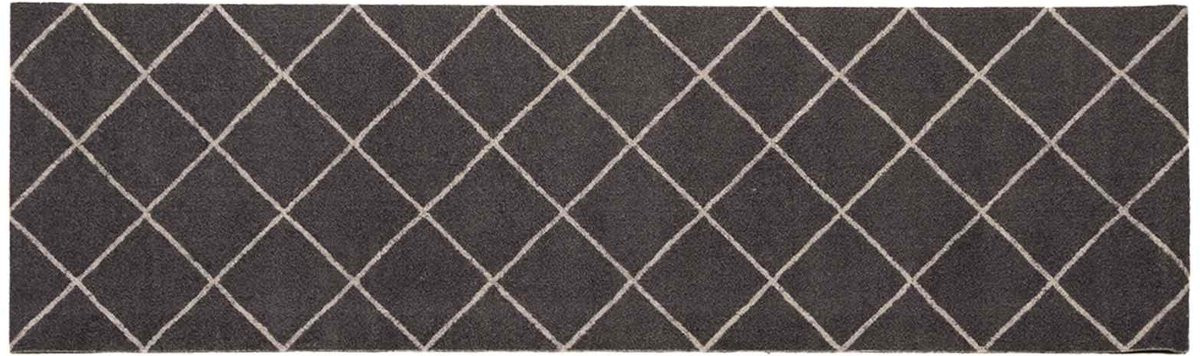vidaXL Keukentapijt Antraciet Geruit van 100% Polyamide B: 180 cm, D: 60 cm