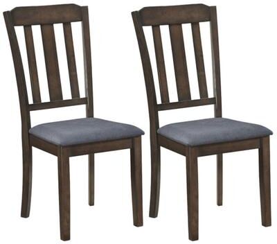 Costway Set of 2 Rubber Wood Dining Room Chairs with Comfortable Backrest-Brown