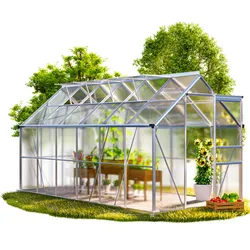 Alu Gewächshaus 380x190x195cm mit Fundament