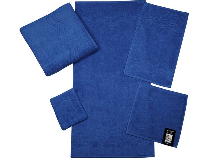 Seiftuch ROSS Cashmere feeling , blau (ozean), B:30cm L:30cm, Frottier, Baumwolle, Handtücher, Seiftuch, mit Wellen-Bordüre