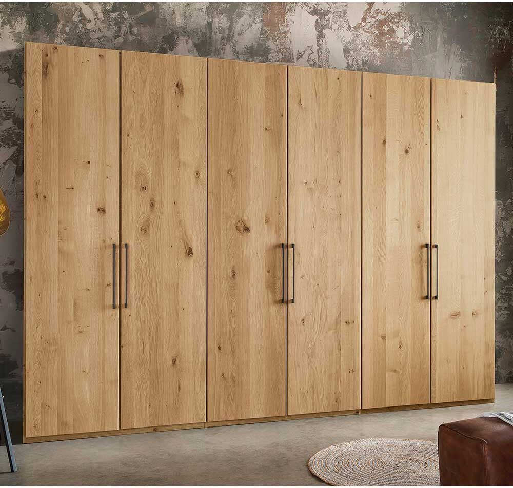 Pharao24.de Kleiderschrank Wildeiche Bianco Made in Germany Metallgriffen