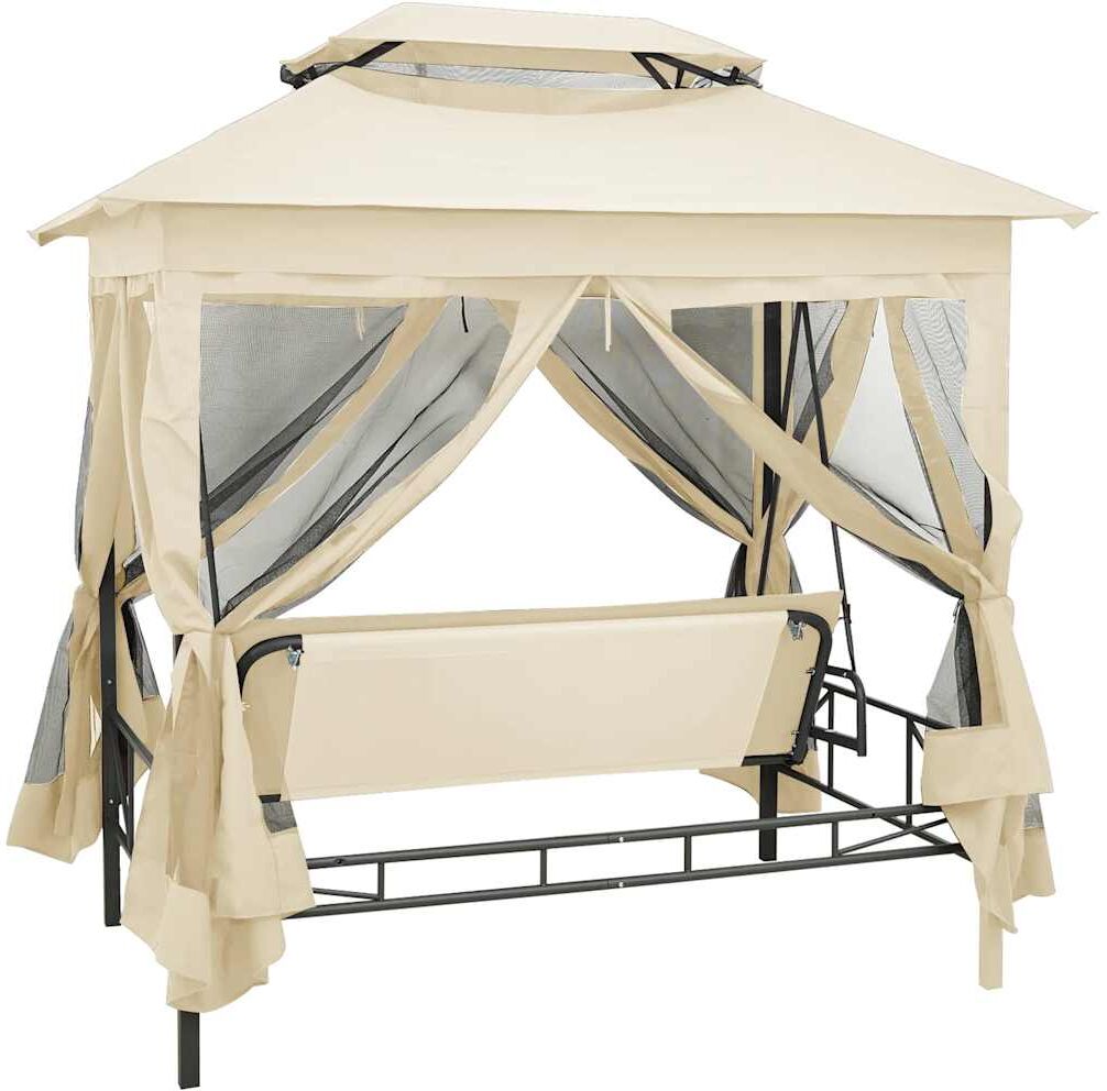 vidaXL Belvédère convertible en balancelle Blanc crème