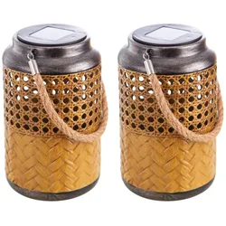 Gartenlampe Solar Laterne Außen Boho Deko Solarleuchte Solarlaternen für Außen Garten Außenlampe, hängend stehend, LED, DxH 12 x 16 cm, 2er Set