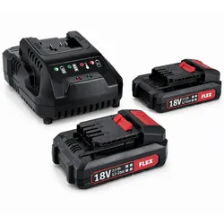 Flex Akku Starter Set P-Set 22 Q Power inklusive 2 Akkus und 1 Ladegerät 491357
