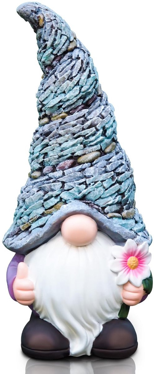 Weerbestendige tuinkabouter met floral design voor buiten, multicolour, Hoogte: 31 cm