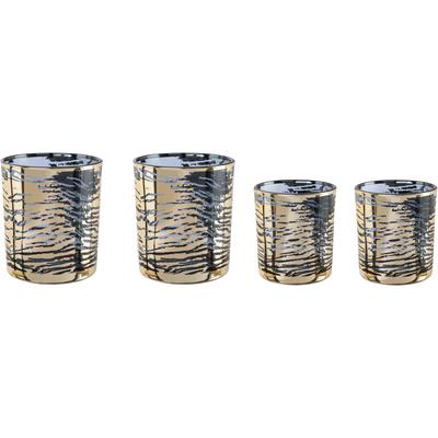 Windlicht CREATIV HOME "Kerzenhalter LEOPARD", gold (goldfarben), H:10cm Ø:9cm, Glas, Kerzenhalter, Windlicht, Teelichthalter aus Glas