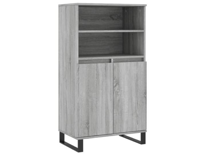 KGHFDVB Highboard Grau Sonoma 60x36x110 cm Holzwerkstoff 6 Fächer, Metallfüße, Robust, Feuchtigkeitsbeständig, Mit Wandhalterung