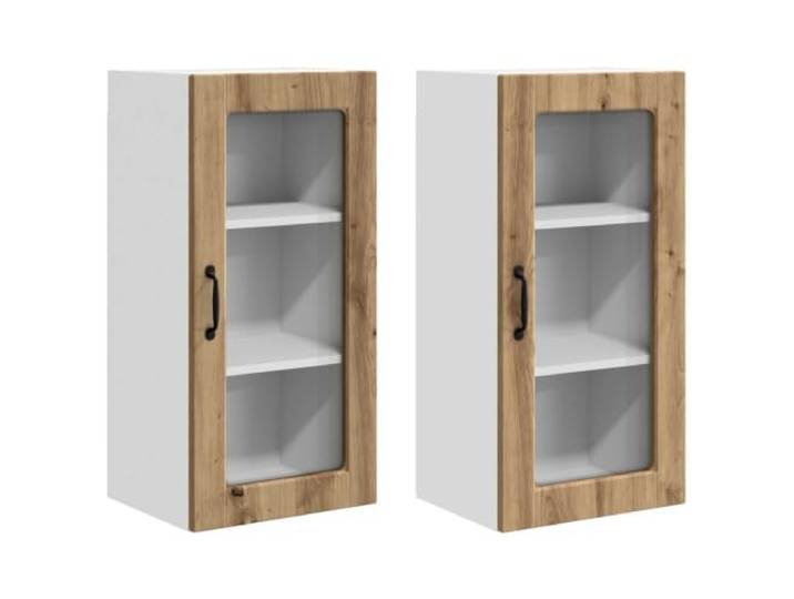 IBUQDDV Wandglas-Schrank Lucca 2 STK. Artisan-Eiche Holzwerkstoff Geschirrspüler-Paneel, rechteckig, Innenbereich, moderne Ästhetik, minimalistisches Design, robuste Rahmenkonstruktion